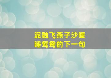 泥融飞燕子沙暖睡鸳鸯的下一句