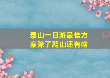 泰山一日游最佳方案除了爬山还有啥