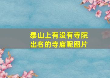 泰山上有没有寺院出名的寺庙呢图片