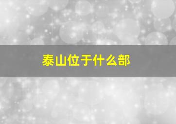 泰山位于什么部