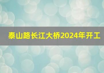 泰山路长江大桥2024年开工