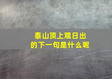 泰山顶上观日出的下一句是什么呢