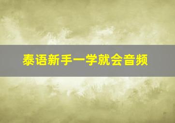 泰语新手一学就会音频