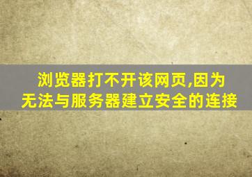 浏览器打不开该网页,因为无法与服务器建立安全的连接