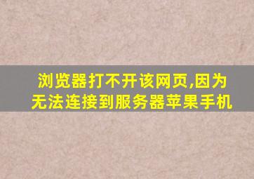 浏览器打不开该网页,因为无法连接到服务器苹果手机