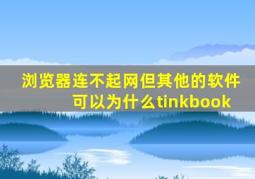 浏览器连不起网但其他的软件可以为什么tinkbook