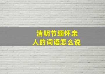 清明节缅怀亲人的词语怎么说