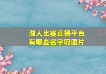 湖人比赛直播平台有哪些名字呢图片