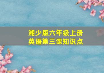 湘少版六年级上册英语第三课知识点