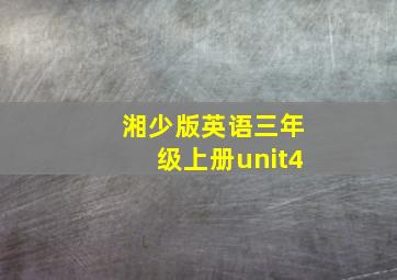 湘少版英语三年级上册unit4