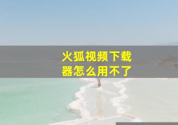 火狐视频下载器怎么用不了