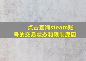 点击查询steam账号的交易状态和限制原因