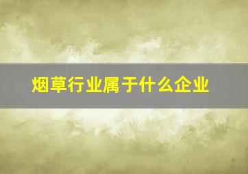 烟草行业属于什么企业