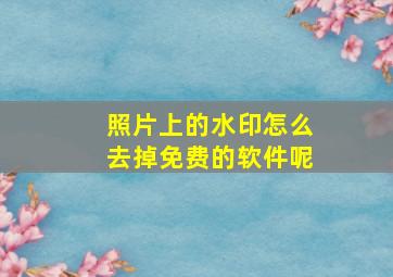 照片上的水印怎么去掉免费的软件呢