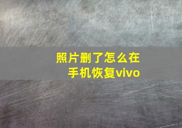 照片删了怎么在手机恢复vivo