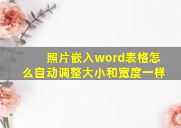 照片嵌入word表格怎么自动调整大小和宽度一样