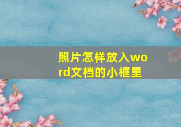 照片怎样放入word文档的小框里