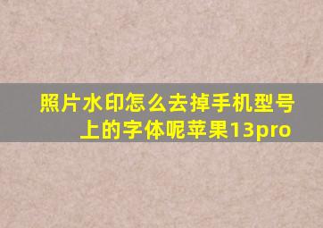 照片水印怎么去掉手机型号上的字体呢苹果13pro