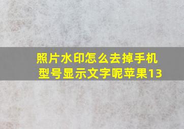 照片水印怎么去掉手机型号显示文字呢苹果13