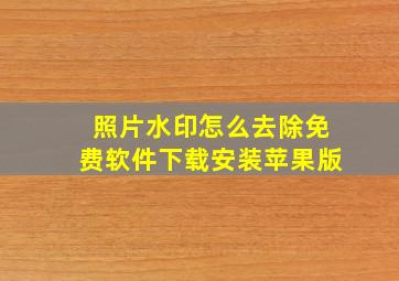 照片水印怎么去除免费软件下载安装苹果版