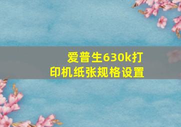 爱普生630k打印机纸张规格设置