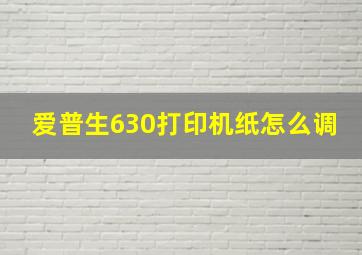 爱普生630打印机纸怎么调