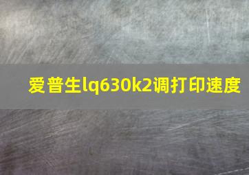 爱普生lq630k2调打印速度