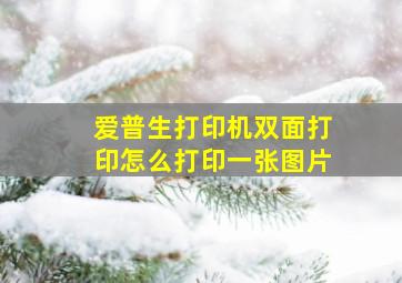 爱普生打印机双面打印怎么打印一张图片