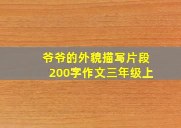 爷爷的外貌描写片段200字作文三年级上