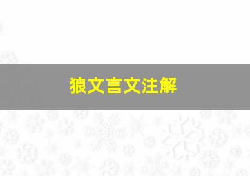 狼文言文注解