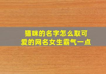 猫咪的名字怎么取可爱的网名女生霸气一点