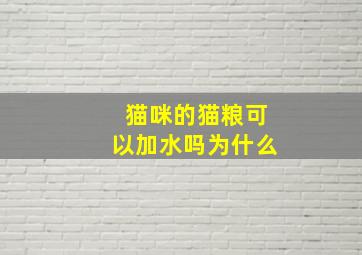 猫咪的猫粮可以加水吗为什么