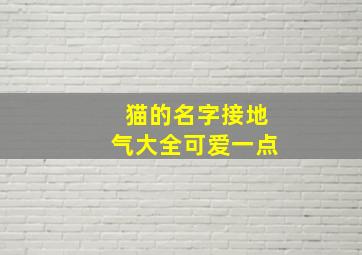 猫的名字接地气大全可爱一点