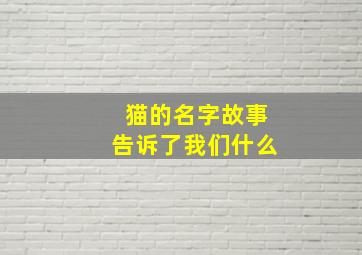 猫的名字故事告诉了我们什么