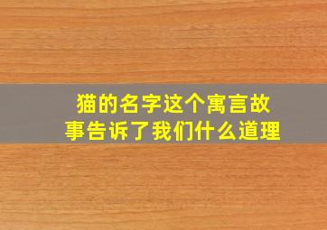 猫的名字这个寓言故事告诉了我们什么道理