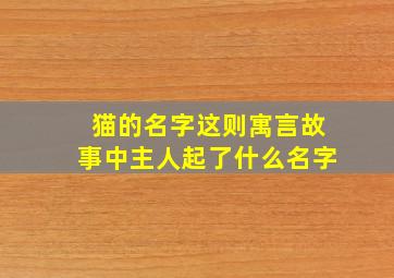 猫的名字这则寓言故事中主人起了什么名字