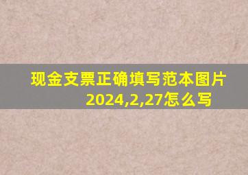 现金支票正确填写范本图片2024,2,27怎么写