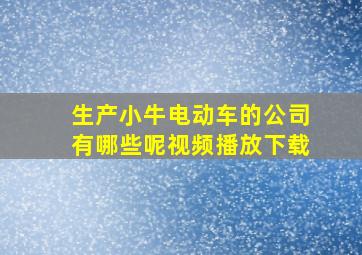 生产小牛电动车的公司有哪些呢视频播放下载