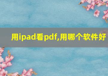 用ipad看pdf,用哪个软件好