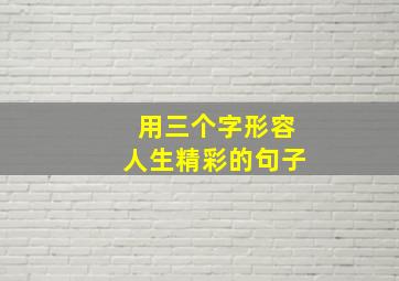 用三个字形容人生精彩的句子