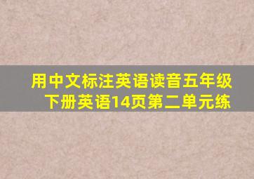 用中文标注英语读音五年级下册英语14页第二单元练