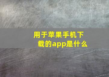 用于苹果手机下载的app是什么