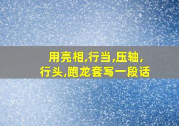 用亮相,行当,压轴,行头,跑龙套写一段话