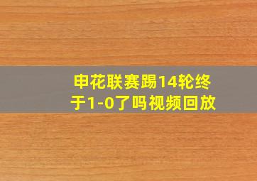 申花联赛踢14轮终于1-0了吗视频回放