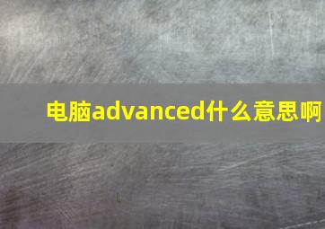 电脑advanced什么意思啊