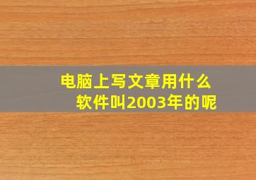 电脑上写文章用什么软件叫2003年的呢