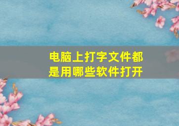 电脑上打字文件都是用哪些软件打开