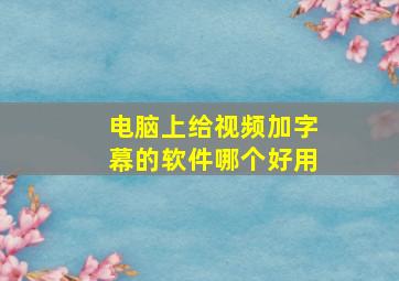 电脑上给视频加字幕的软件哪个好用