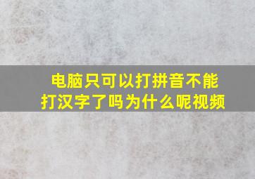 电脑只可以打拼音不能打汉字了吗为什么呢视频