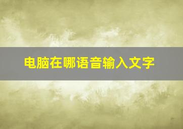 电脑在哪语音输入文字